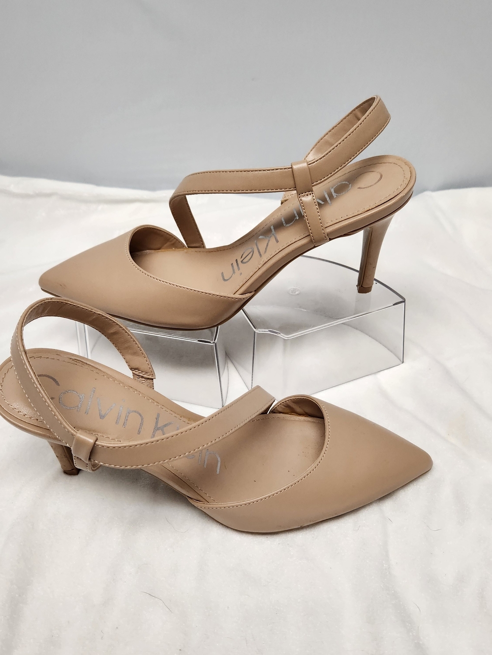 Calvin Klein Women's Nude Beige Slingback Pointed-Toe Heels